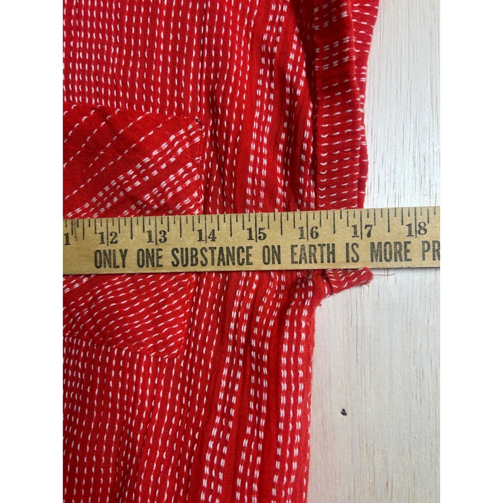 Harper Heritage Tie Front Shirt Womens Small Red Excellent Dash Stripe Boho Top - Picture 8 of 11